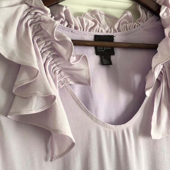 🛍️ 2/$15 NWT Free Press Ruffle Flounce Collar Lilac Summer Shift Dress Sz M - Picture 8 of 8